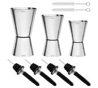 Lot de 3 Alcool Tasse à mesurer Mesure pour Bar et Vin 4 pcs Verseur Doseur en Acier Inoxydable Doseur à Cocktail 30/40/50ml Portionneur pour Rhum, Whisky, Boissons, Vinaigre, Huile