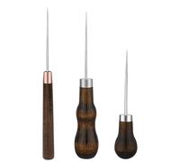 Lot de 3 alênes de couture en cuir avec 3 types de poignées en bois en forme de gourde pour poinçonner le cuir, alêne professionnel pour couture, poinçonnage, travaux manuels, réparation d'alêne en