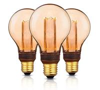 Lot de 3 ampoules Edison vintage E27 à intensité variable - LED E27 - Design vintage - Style rétro pour éclairage d'ambiance - 230 V - 65 lm - 1800 K - Blanc chaud - Intensité variable