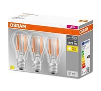 Lot de 3 ampoules filament LED E27 11W (=100W) 2700K 1521lm Osram [EEK: D]