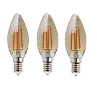 Lot de 3 ampoules LED à filament style vintage avec culot à vis Edison Ambre rétro Bronze 4 W C35 Faisceau 360° E14 SES Blanc chaud 2200 K Remplacement à incandescence 40 W