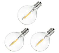 Lot de 3 ampoules LED G40 de rechange, culot à vis E12, incassable, pour guirlande solaire, blanc chaud
