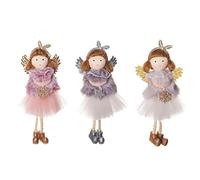 Lot de 3 anges de Noël à suspendre pour poupée portant un serre-tête d'arbre à suspendre pour maison, fête, porte, mur, fenêtre, cadeau pour filles