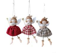 Lot de 3 Anges de Noël en Tissu pour Décoration Festive | Design charmant, corps en tissu texturé, ailes blanches délicates, dorée, style conte de fées