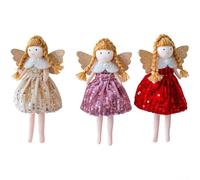 Lot de 3 anges en peluche à suspendre pour sapin de Noël et décoration de vacances avec cordes de suspension adaptées pour cheminées et décorations saisonnières