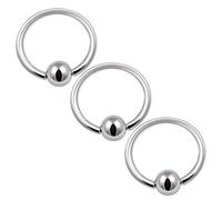 Lot de 3 anneaux captifs en acier chirurgical calibre 16 6 mm 8 mm 10 mm 3 mm Boules boucles d'oreilles sourcil cartilage bijoux Voir plus de tailles, 10 mm, Acier inoxydable, acier