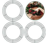 Lot de 3 anneaux de couronne de Noël en fil de fer vert rond pour la fabrication de couronnes de Noël, le jardin, la décoration de la maison, les loisirs créatifs, les guirlandes de mariage