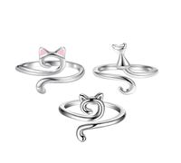 Lot de 3 anneaux de crochet avec oreilles de chat - Anneau de fil lisse - Joli anneau de crochet avec fil - Guide de bague réglable pour la fête des mères Thanksgiving