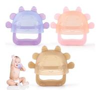 Lot de 3 anneaux de dentition en silicone pour bébé - Jouet à mâcher doux pour bébé - Cadeau pratique pour fête prénatale