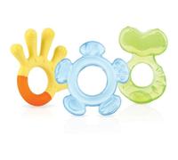 Nuby - Anneaux de dentition à 3 étages - 3 anneaux de dentition pour stimuler les gencives et soulager les douleurs dentaires - Jouets à mordre pour bébés - Sans BPA - 3+ mois.