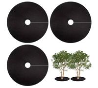Lot de 3 anneaux de paillage d'arbre non tissés - Tapis de protection biodégradable et réutilisable pour l'aménagement paysager, le contrôle des mauvaises herbes et la protection des racines (taille M