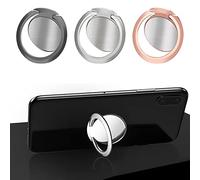 Lot de 3 Anneaux de Support pour Téléphone Portable, Smartphone - Rotatif à 360°, Accessoire Unisexe (Noir + Argent + Or Rose)