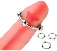 Lot de 3 anneaux péniens en acier inoxydable pour homme avec 4 perles en acier - Stimulateur de gland pour homme (3 tailles différentes)