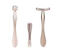 Lot de 3 applicateurs de crème pour les yeux et le visage en métal - Spatule de massage pour le massage du visage, réduit les poches (argenté)