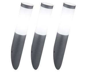 Lot de 3 appliques extérieures façades lampe torche de jardin INOX anthracite dans un set comprenant des ampoules LED