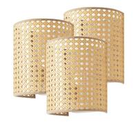 lux.pro Lot de 3 Appliques Murales Design Intemporel Ensemble de 3 Luminaires Sophistiquées pour Salon Entrée Bureau Chambre E27 Métal Plastique Tressé 20 x 16 x 12 cm Blanc Aspect Rotin