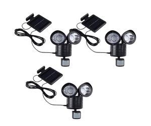 Lot de 3 appliques solaires LED SENSOR spot d'extérieur lampes de cour détecteur de mouvement