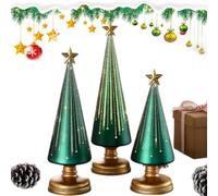 Lot de 3 arbres de Noël étoilés en résine avec lumières