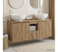 Lot de 3 armoires de salle de bain en chêne Artisan - 49,5 x 44,5 x 65 cm | bois et acier, grands compartiments, tiroirs, charnière pendule à 90°, installation flexible, montage facile