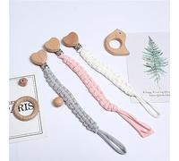 Lot de 3 attache-tétines unisexes pour bébé avec clip en plastique - Attache-tétine en tissu pour bavoir triangulaire