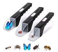 Lot de 3 attrape-insectes vivants, attrape-araignées | Attrape-abeilles portable avec poignée extensible pour guêpes, coléoptères, araignées (noir)