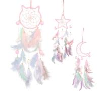 Lot de 3 attrape-rêves pour bébé avec plumes - Attrape-rêves exquis - Décoration d'intérieur - Attrape-sommeil - Décoration murale faite à la main - Pour enfants