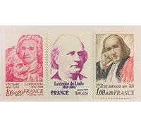 Lot de 3 Authentiques Timbres Neufs de Collection de France de 1977. Personnages célèbre: Voltaire...