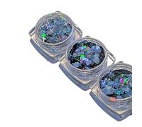 Lot de 3 Autocollants adhésifs for Ongles Ultra Brillants, irisés, en Forme d'étoile, de cœur et de Prisme, à Paillettes, Outils de Nail Art, manucure, décoration d'ongles