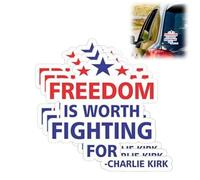 Lot de 3 autocollants Charlie Kirk Freedom Worth Fighting for, RIP Charlie Kirk, Fly High CharlieDecal en vinyle pour voiture, camion, mur, ordinateur portable, blanc, pour souvenir et hommage