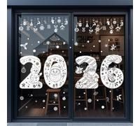 Lot de 3 autocollants de fenêtre de décoration de Noël avec impression double face en PVC imperméable pour maison, magasins, cafés et écoles (3 pièces)