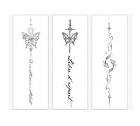 Lot De 3 Autocollants De Tatouage À Base De Plantes Pour La Colonne Vertébrale, Jus Imperméable, Longue Durée, Semi-Permanent, Simulation De Tatouage Haut De Gamme