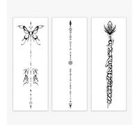 Lot De 3 Autocollants De Tatouage À Base De Plantes Pour La Colonne Vertébrale, Jus Imperméable, Longue Durée, Semi-Permanent, Simulation De Tatouage Haut De Gamme