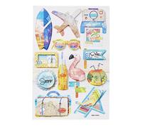 Lot de 3 autocollants en D Motif voyage de vacances 18,5 x 12,5 cm