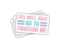 Lot de 3 autocollants en vinyle avec citation « You Will Have to Go Through Me » pour activistes, parents, enseignants, supporters LGBTQ+, ordinateur portable, bouteille d'eau, fenêtre de voiture