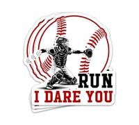 Lot de 3 autocollants en vinyle imperméable pour bouteille d'eau, casque, ordinateur portable, adultes, adolescents, enfants, 7,6 x 7,8 cm avec inscription « Run I Dare You »