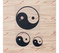Lot de 3 autocollants en vinyle Yin Yang Symbole chinois Taichi Ying Yang Noir 5,1 cm, 7,6 cm, 12,7 cm Sans arrière-plan pour voiture, bateau, ordinateur portable, tasse de téléphone