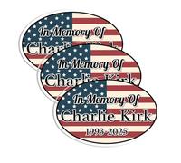 Lot de 3 autocollants « In Memory of Charlie Kirk », autocollants « Pray for CharlieKirk », « Charlie Kirk » True American Hero Rest in Peace, autocollant patriote de la liberté américaine, cadeau de