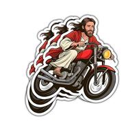 Lot de 3 autocollants Jésus équitation moto, foi chrétienne Jésus motard, illustration d'action, autocollants pour ordinateur portable, bouteille d'eau, téléphone, fenêtre, casque