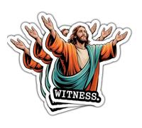 Lot de 3 autocollants motif témoin de Jésus, motif chrétien avec illustration de Jésus et citation - Autocollants imperméables pour ordinateur portable, bouteille d'eau, téléphone, fenêtre, casque