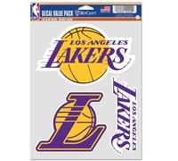Lot de 3 autocollants NBA Los Angeles Lakers pour fan multi-usages, couleurs de l'équipe, taille unique