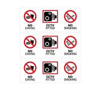 Lot de 3 autocollants « No Eating, CCTV Fitted, No Smoking », 125 x 50 mm - Taxi, voiture, camion