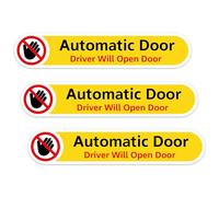 Lot de 3 autocollants pour porte automatique, 12,7 x 2,5 cm, autocollants en vinyle imperméable, autocollants d'avertissement « Do Not Touch », « Driver Will Open Doors » pour voiture, véhicule, taxi
