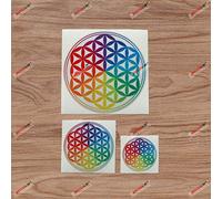 Lot de 3 autocollants réfléchissants en vinyle motif fleur de vie Sacred Geometry - 5 pouces, 3 pouces, 5 pouces - pour voiture, bateau, ordinateur portable, gobelet, téléphone