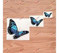 Lot de 3 autocollants réfléchissants en vinyle motif papillons volants bleu ciel noir - 5,1 cm, 7,6 cm, 12,7 cm - pour voiture, bateau, ordinateur portable, fenêtre 08010