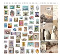 Lot de 3 autocollants rétro pour scrapbooking, peinture à l'huile, décoration, papier esthétique, découpage classique, pour la fabrication de cartes, journal, art et artisanat (Mona)