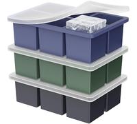 Lot De 3 Bac a Glacon Glacons Moule Avec Couvercle Silicone Ice Cube Tray | Bacs à Glaçons Pour Congélateur Carrés Moule Glace Empilable Reutilisable Sans BPA Empilable Cocktail Whiskey Café