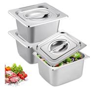 Lot De 3 Bac Inox Alimentaire, Plat Four Rectangulaire, 17.6 * 16.2 CM Plats À Four En Acier Inoxydable, Plat Four Rectangulaire, Bac De Cuisson En Inox, Pour Servir Des Plats Et Gril Gâteaux