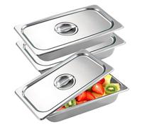 Lot De 3 Bac Inox Alimentaire, Plat Four Rectangulaire, 32,5 x 17,6 CM Plats À Four En Acier Inoxydable, Plat Four Rectangulaire, Bac De Cuisson En Inox, Pour Servir Des Plats Et Gril Gâteaux