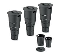 Lot de 3 bacs à compost pour jardin souterrain - 11 l - En plastique anthracite - Hauteur : 53 cm - Poubelle à compost modulaire bio