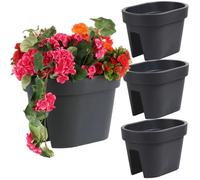 botle Lot de 3 jardinières ovales pour balcon - 39,5 cm - 12,3 l - Anthracite